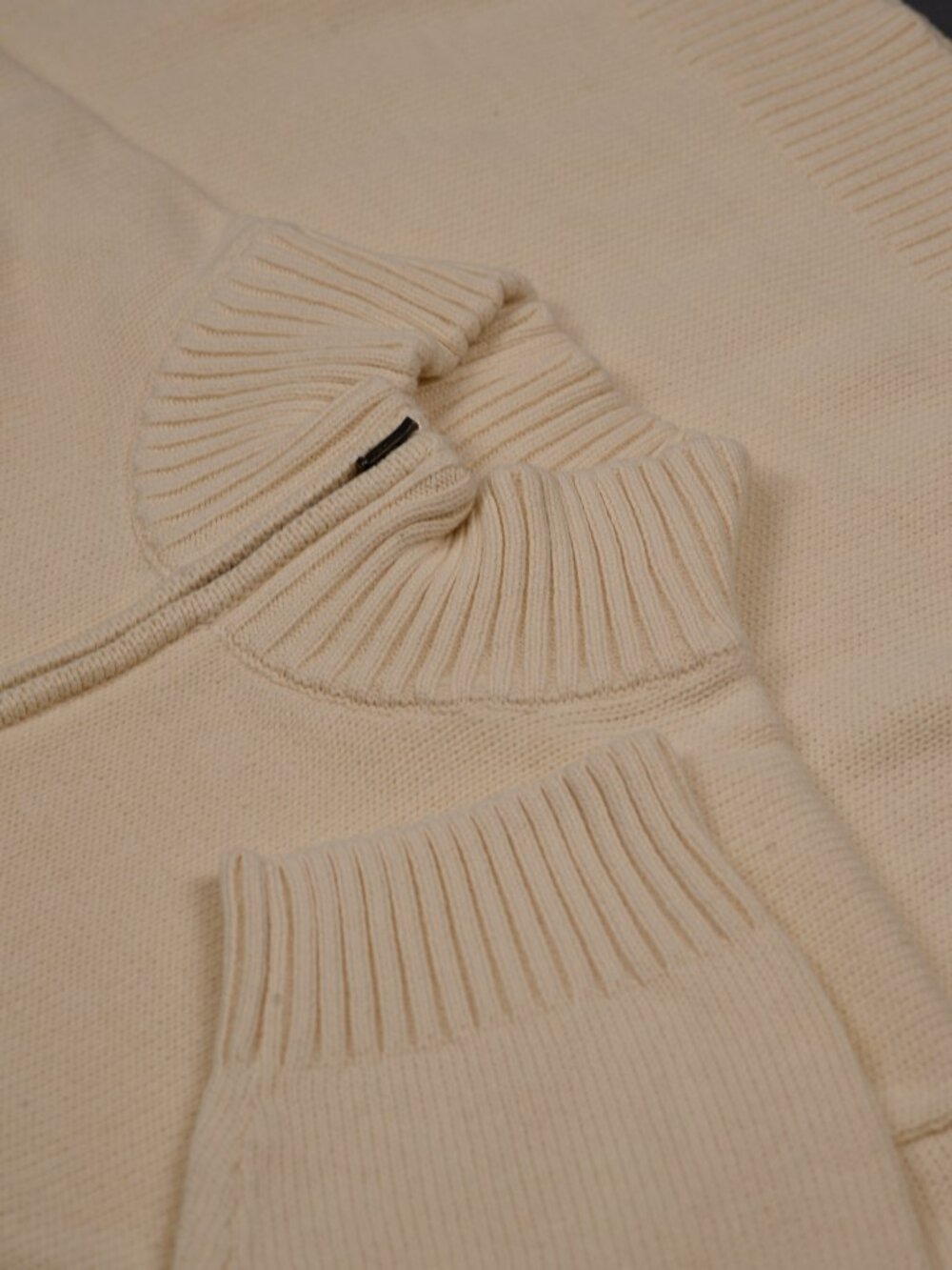 Goodthreads Cream 100% Cotton Ribbed-Neck Quarter-Zip Sweater XXL